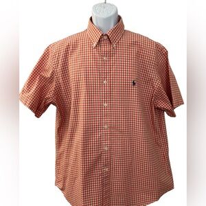 RALPH LAUREN Orange Plaid Short Sleeve Button Front Shirt Men’s Size XL